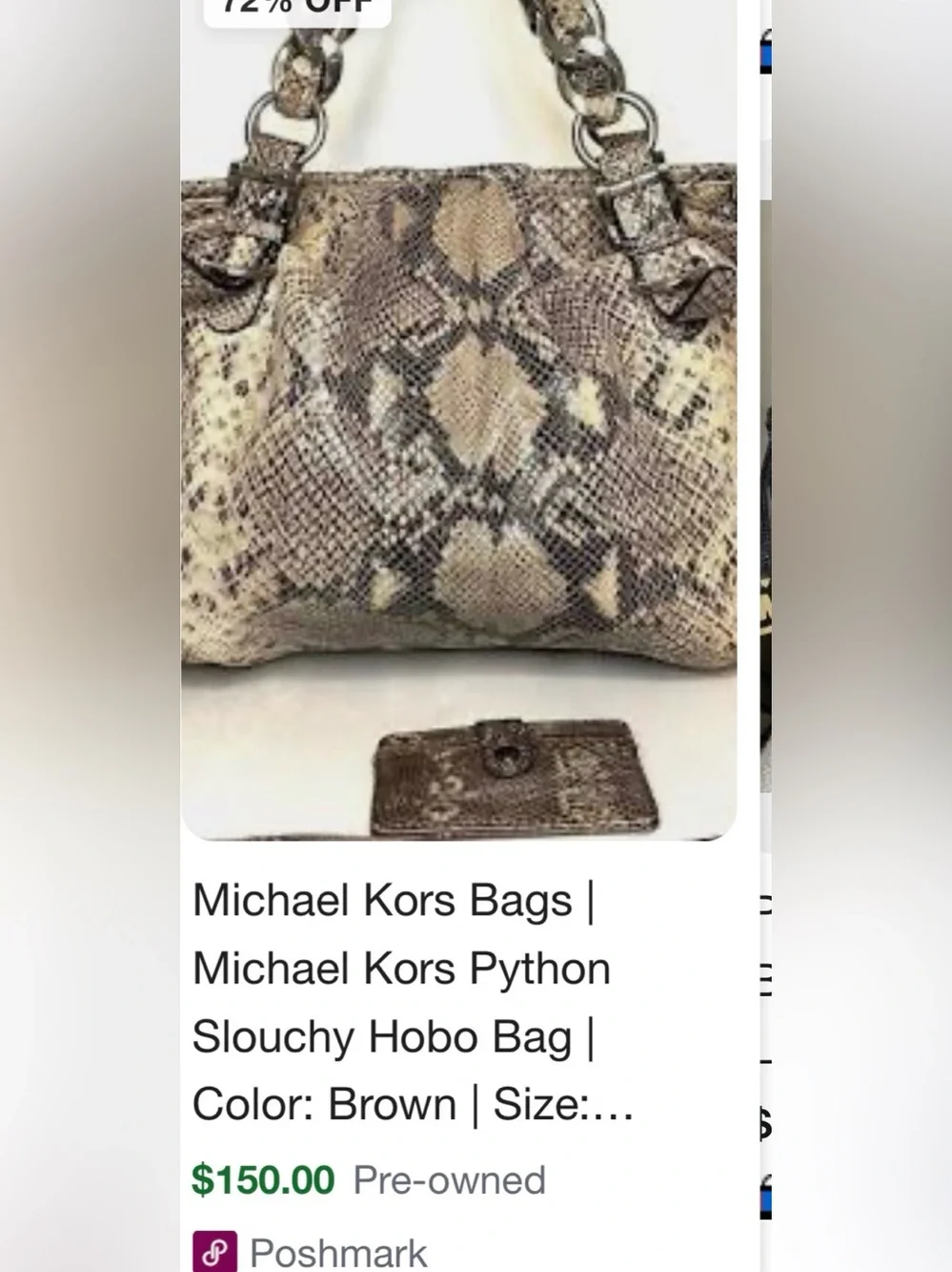 Michael Kors Snake-Print Shoulder Tote in Taupe and Black with Gold Hardware